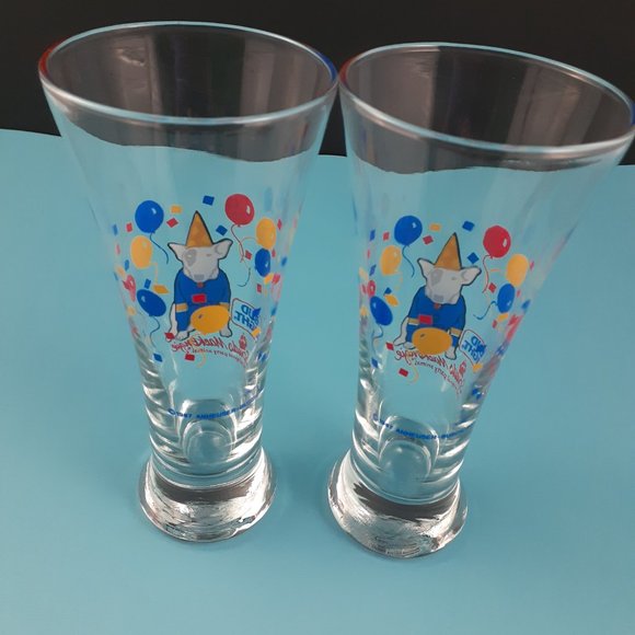 Pair of Vintage Spuds MacKenzie Bud Light Pilsner Glasses - LIKE NEW! - Picture 4 of 8